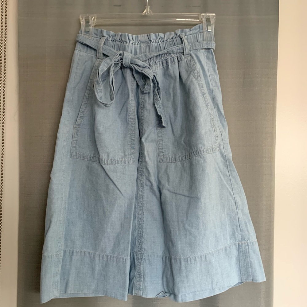 Madewell denim skirt with tie waist and pockets